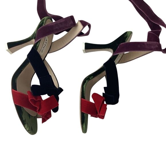 ATTICO Size 38 US 8 Diletta Ankle Wrap Sandals Velvet Bow Tie High Heels Shoes - Picture 7 of 12